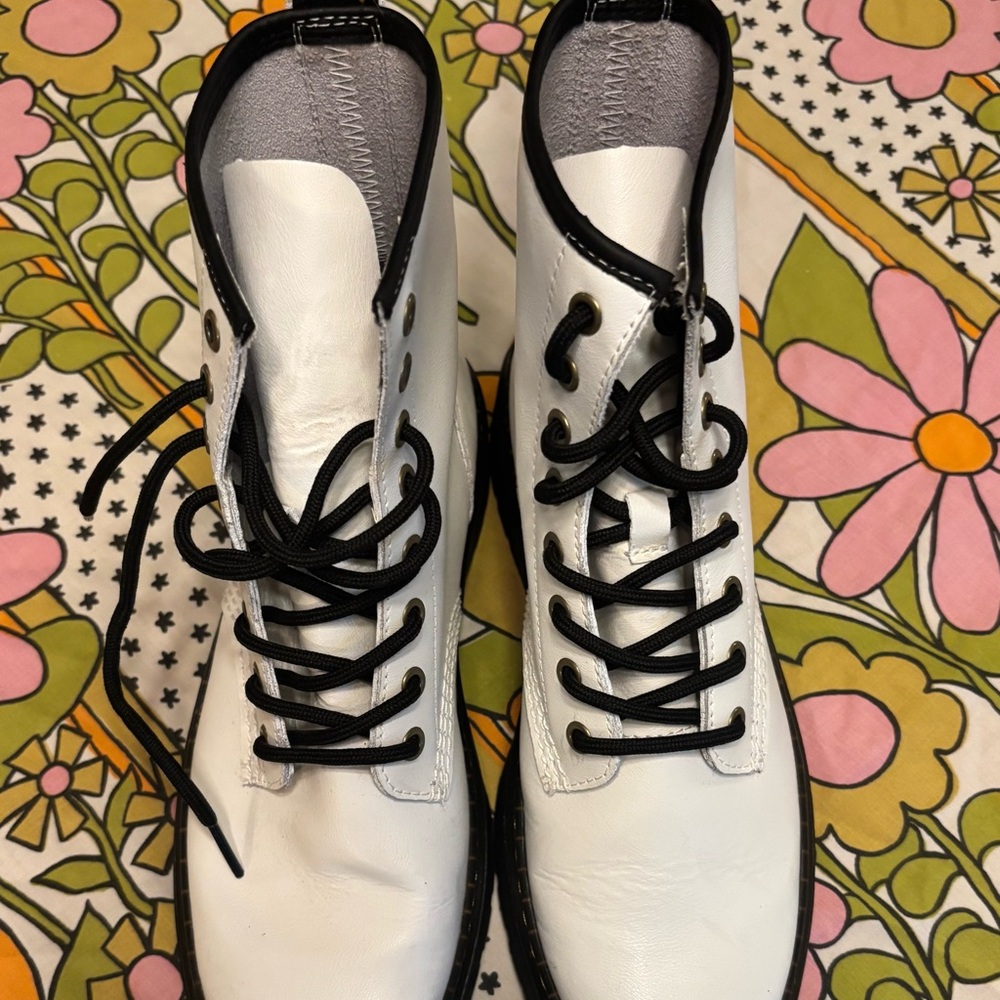 Dr. Martens White Lace-Up Boots
